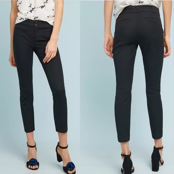The Essential Slim By Anthropologie Ankle Pants, Black, Size 14, EUC - Picture 1 of 10